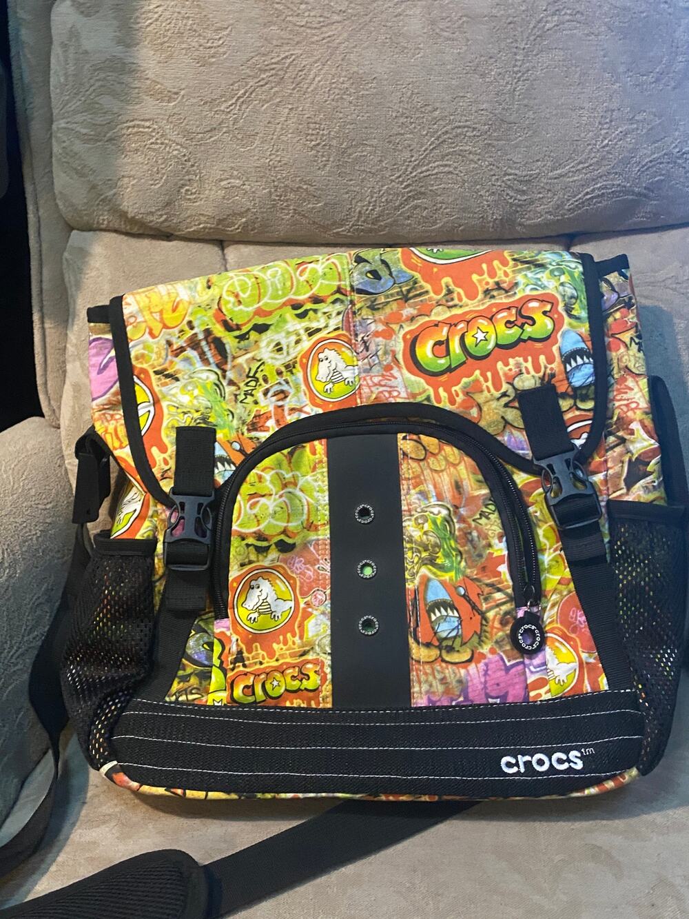 Vintage Y2K 2000s Canvas Graffiti Print Sling Messenger Bag